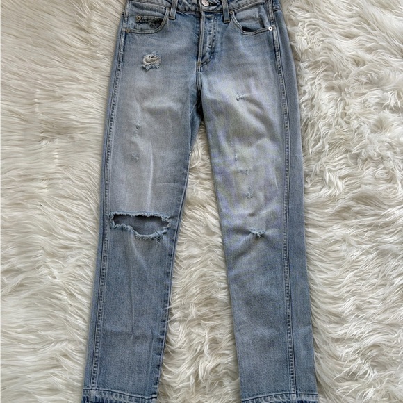 AMO Babe Trippin High Rise Distressed Straight Jeans - Picture 2 of 8